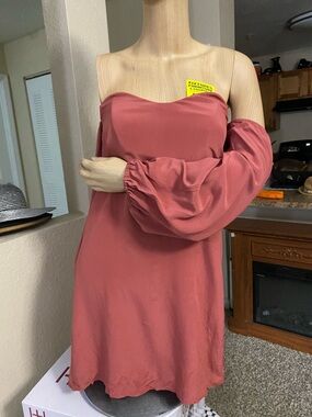 Bailey 44 Strapless Off-Shoulder Mini Dress in Dusty Rose